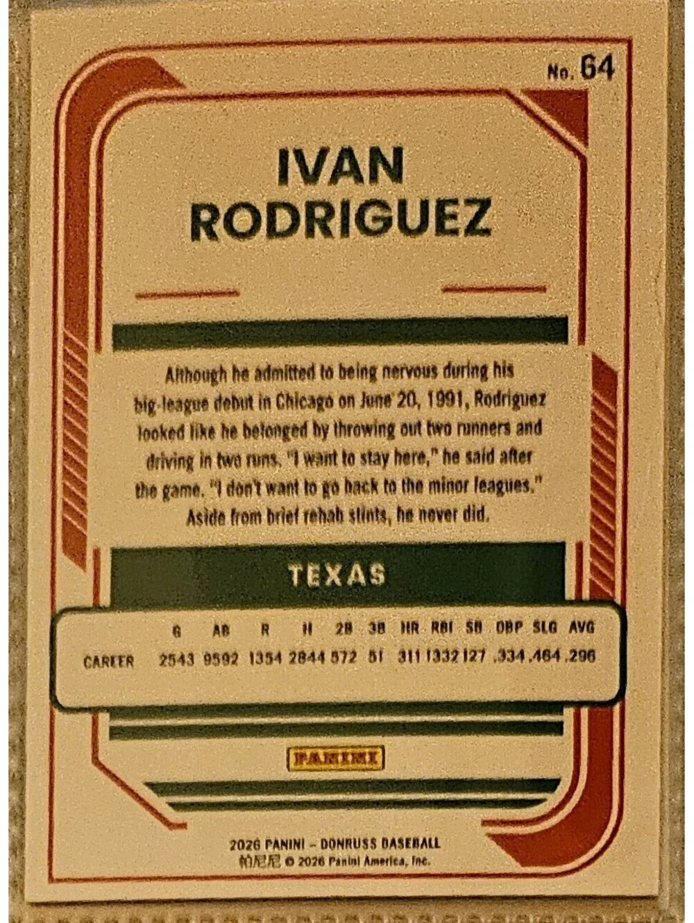 Ivan Rodriguez - HOF - #64 - Baseball Cards 2026 Donruss